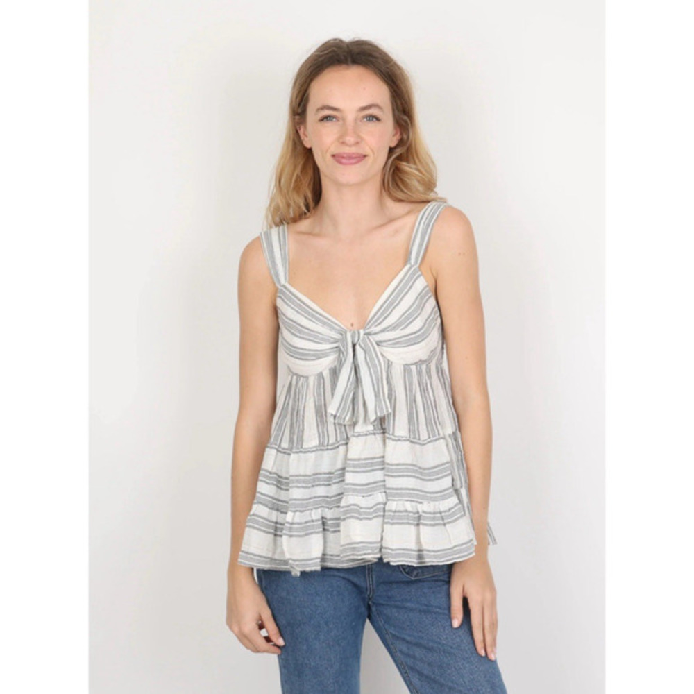 Rebecca Taylor La Vie Taylor Tank Top Tunic Tie Front Ruffle Romantic Babydoll S